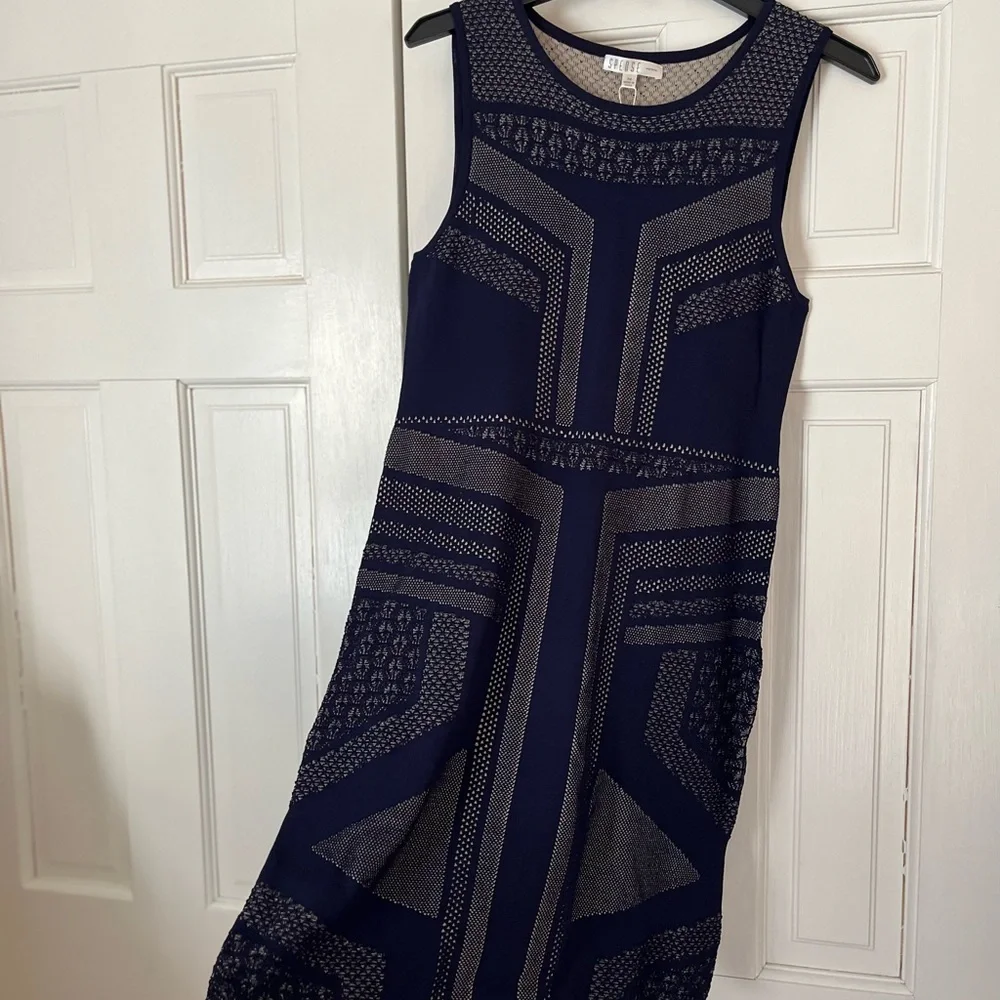 NWT Spense Bodycon Navy Geometric Dress
